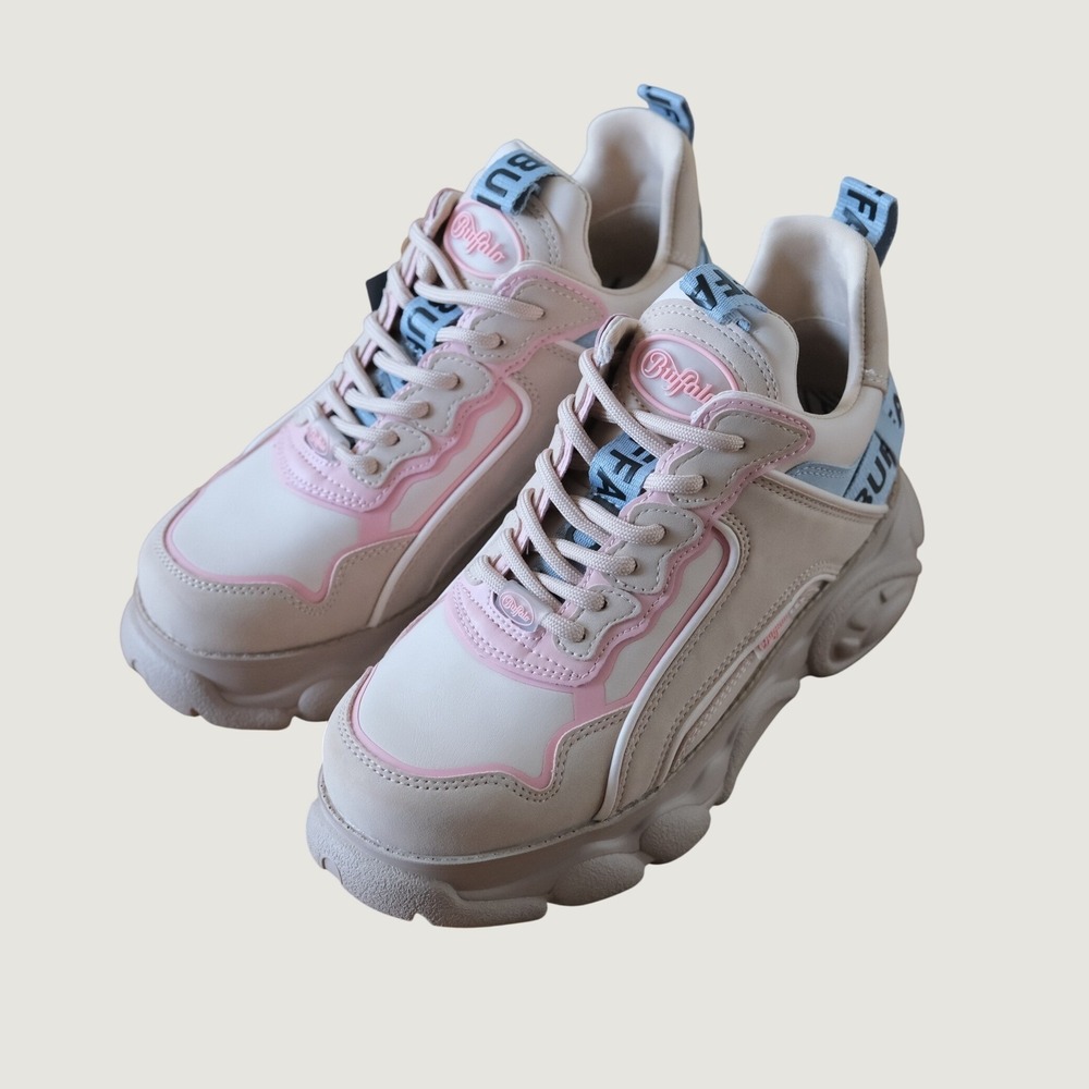 Buffalo CLD Chai Sneakers Womens Beige Pink Platform Vintage Y2K Vegan